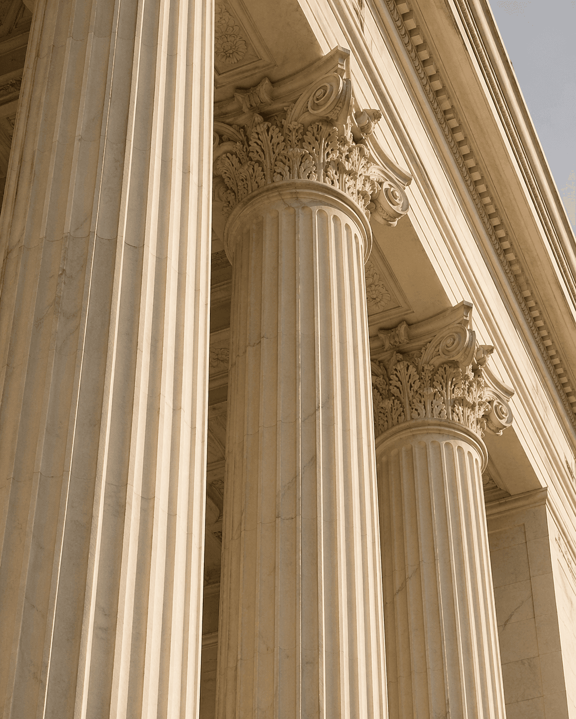 Classical columns of a U.S. federal government building.